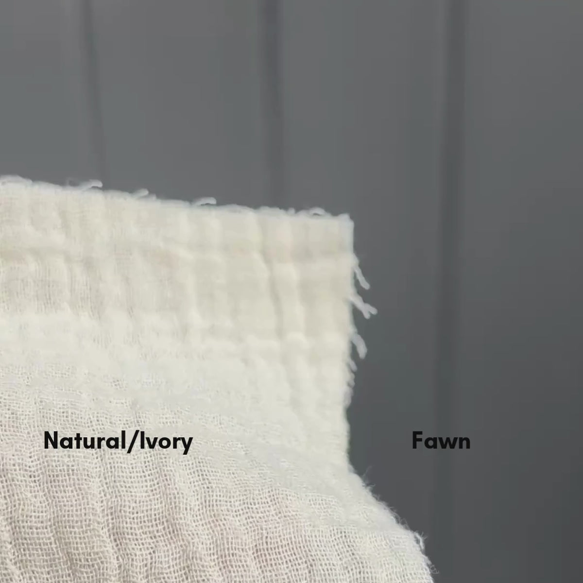 A sample of natural/ivory is on the left. A sample of fawn/taupe is on the right