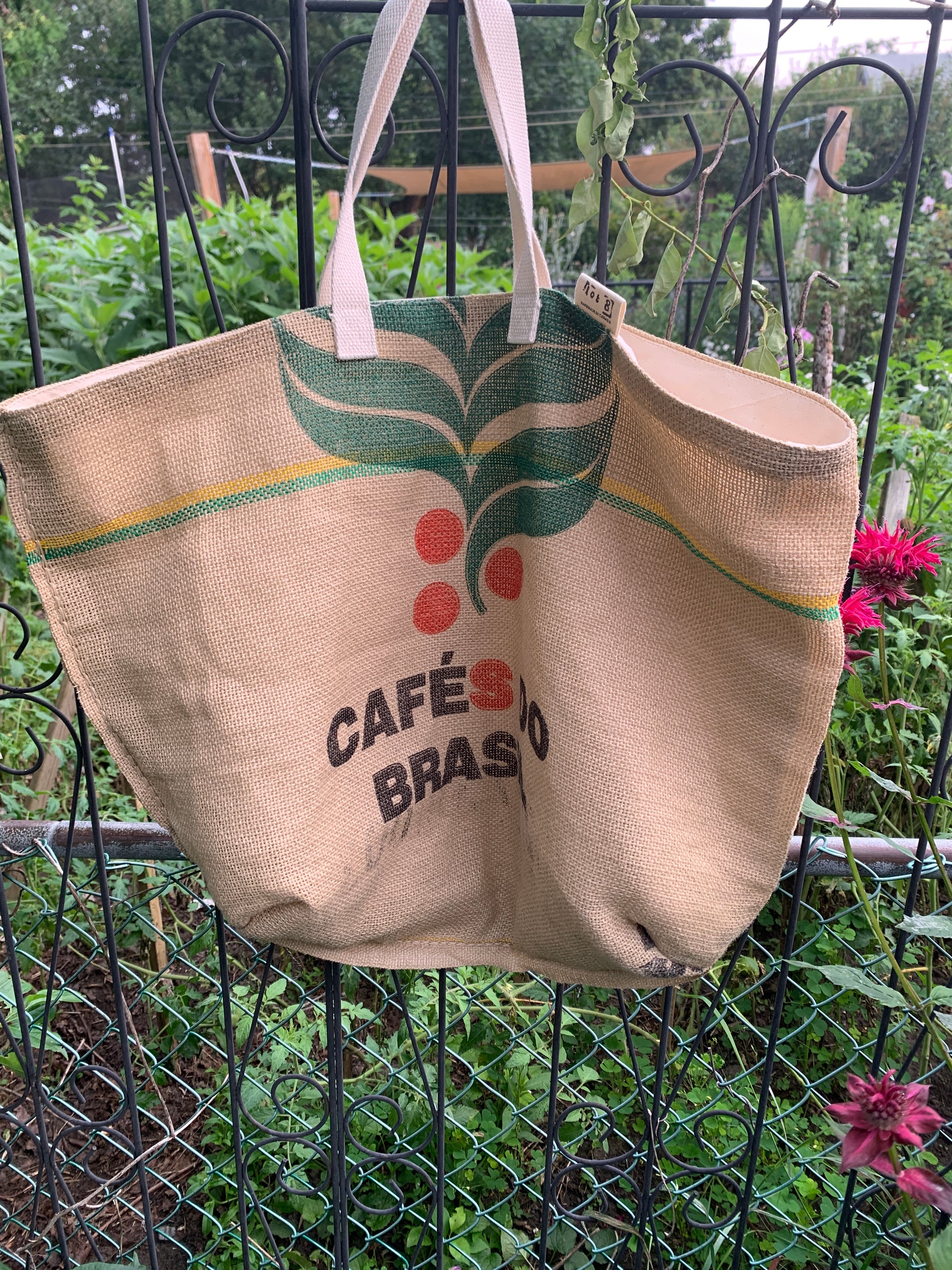 Recycled plastic bag - tote bag - market bag - handmade upcycled bag -  green bag